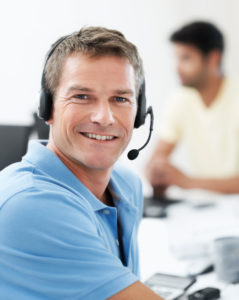 man with telephone headset